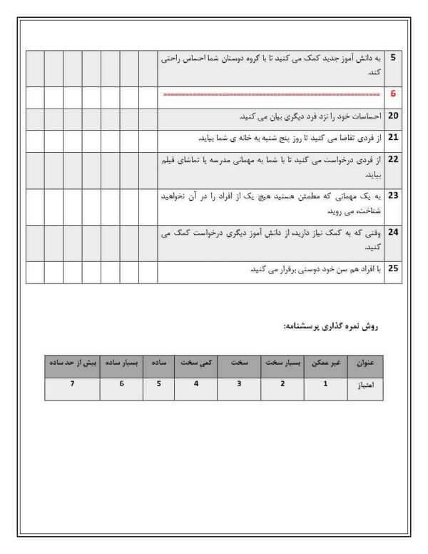 دانلود رایگان پرسشنامه خودکارآمدی بندورا (25 سوالی) - Image 3