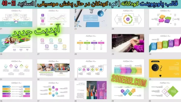 دانلود تم پاورپوینت کودکان در حال پخش موسیقی