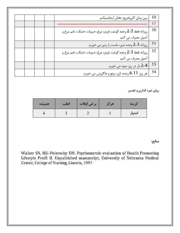 دانلود رایگان پرسشنامه سبک زندگی ارتقاءدهنده سلامت - Image 3
