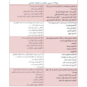 سوالات دبیری حکمت و معارف اسلامی